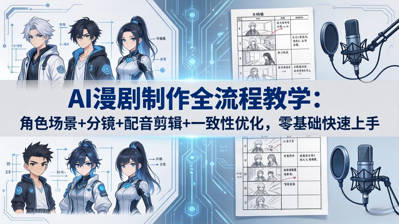 AI漫剧制作全流程教学：角色场景+分镜+配音剪辑+一致性优化，零基础快速上手-羽哥创业课堂