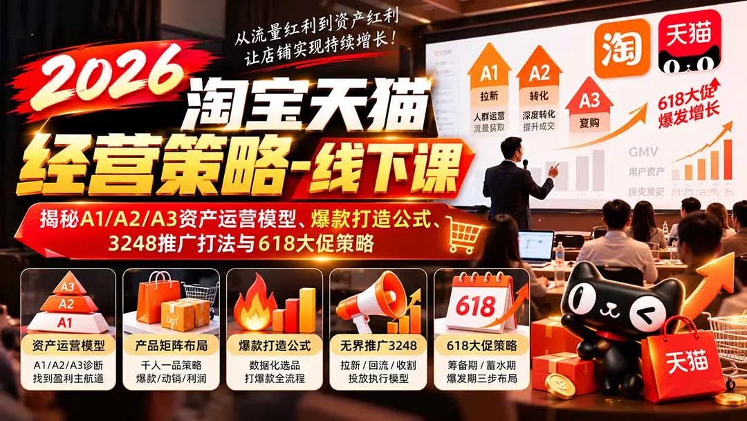 2026淘宝天猫经营策略-线下课-更新1019:揭秘A1/A2/A3资产运营模型、爆款打造公式、3248推广打法与618大促策略-羽哥创业课堂