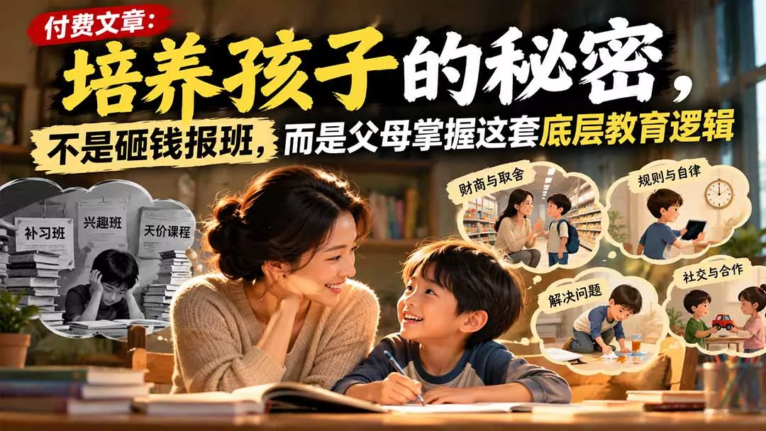付费文章：培养孩子的秘密，不是砸钱报班，而是父母掌握这套底层教育逻辑-羽哥创业课堂