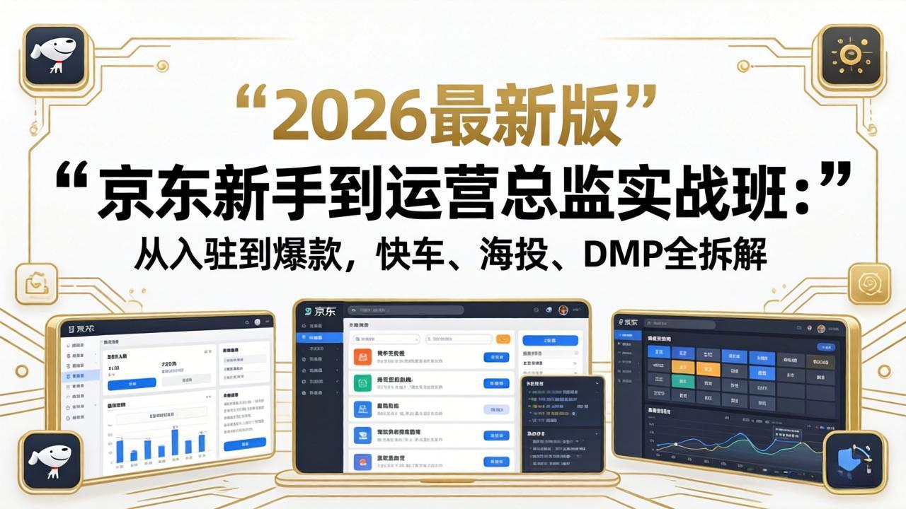 京东新手到运营总监实战班：从入驻到爆款，快车、海投、DMP全拆解，2026最新版-羽哥创业课堂