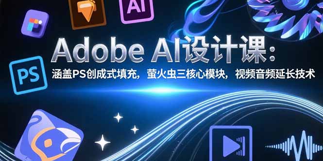 Adobe AI设计课：涵盖PS创成式填充，萤火虫三核心模块，视频音频延长技术-羽哥创业课堂