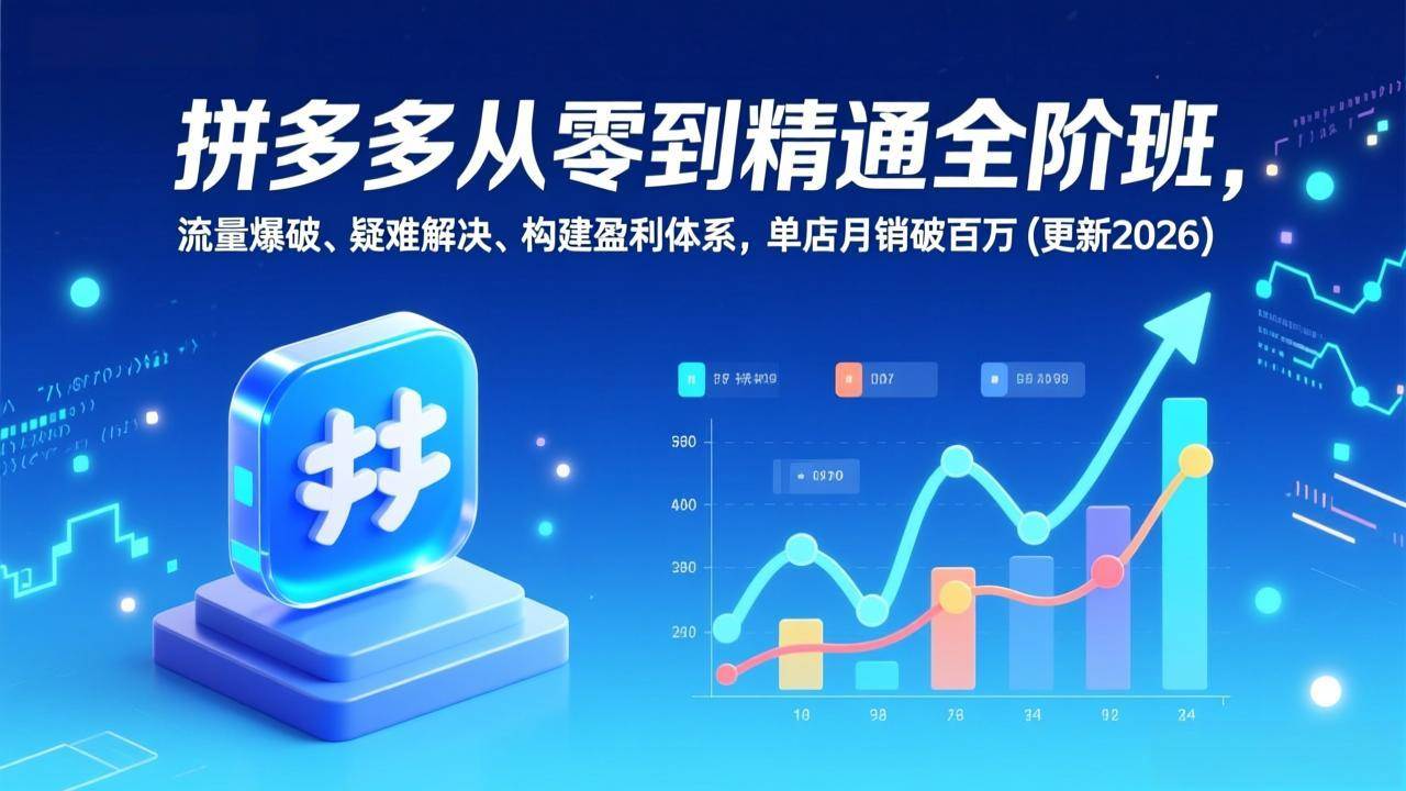 （17148期）拼多多从零到精通全阶班，流量爆破、疑难解决，构建盈利体系，单店月销破百万(更新2026)-羽哥创业课堂