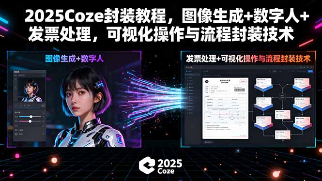 2025Coze封装教程，图像生成+数字人+发票处理，可视化操作与流程封装技术-羽哥创业课堂