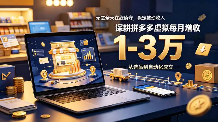 无需全天在线值守，稳定被动收入，深耕拼多多虚拟每月增收 1-3 万-羽哥创业课堂