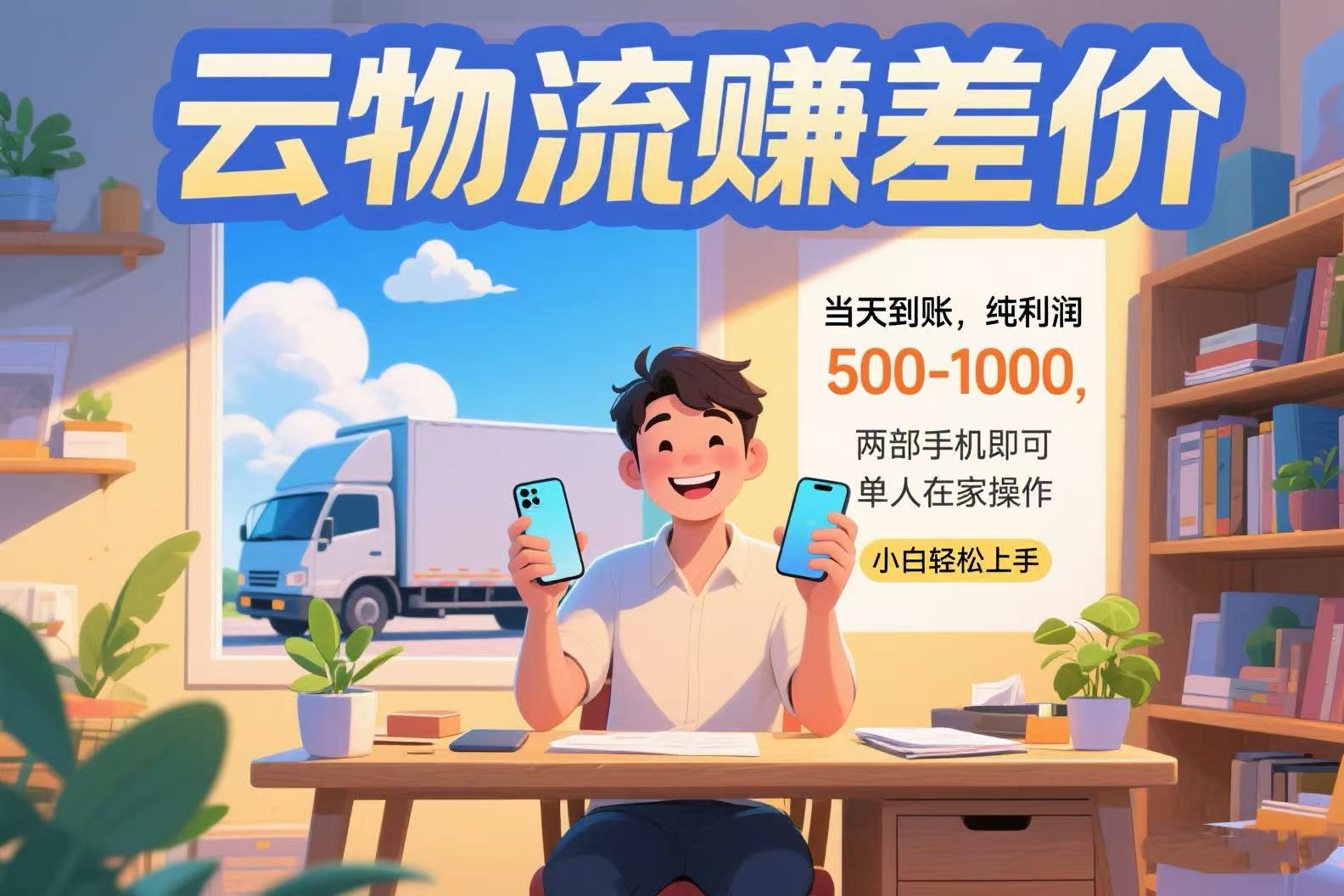 云物流赚差价 当天到账纯利润500-1000 两部手机即可 可单人在家操作 小…-羽哥创业课堂