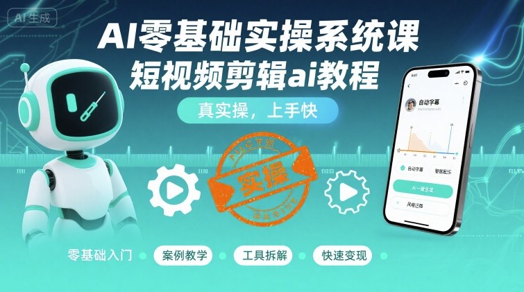 AI零基础实操系统课，短视频剪辑ai教程，真实操，上手快-羽哥创业课堂