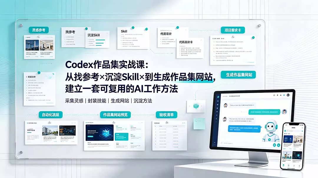 Codex作品集实战课：从找参考×沉淀Skill×到生成作品集网站，建立一套可复用的AI工作方法-羽哥创业课堂