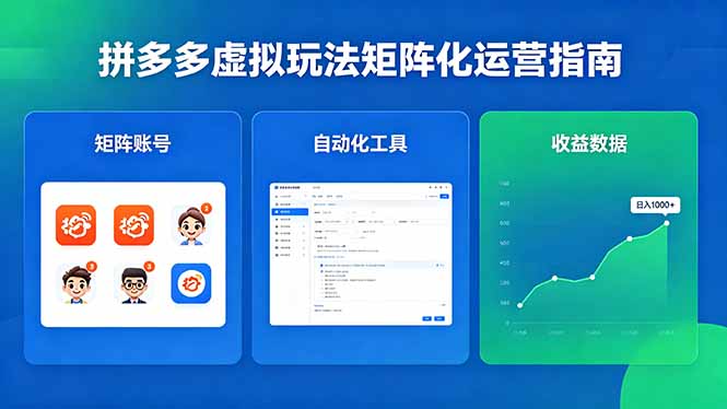 闭眼可复制的拼多多虚拟玩法，矩阵化运营，长期稳定日入 1000+-羽哥创业课堂