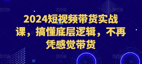 2024短视频带货实战课，搞懂底层逻辑，不再凭感觉带货-羽哥创业课堂