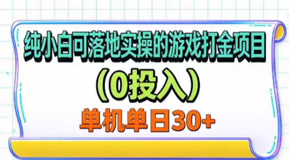 纯小白可落地实操的游戏打金项目(0投入 纯小白可落地实操的游戏打金项目(0投入