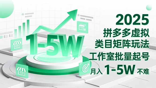 2025 拼多多虚拟类目矩阵玩法,工作室批量起号,月入 1-5W 不难-羽哥创业课堂