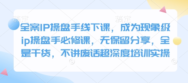 全案IP操盘手线下课，成为现象级ip操盘手必修课，无保留分享，全是干货，不讲废话超深度培训实操-羽哥创业课堂