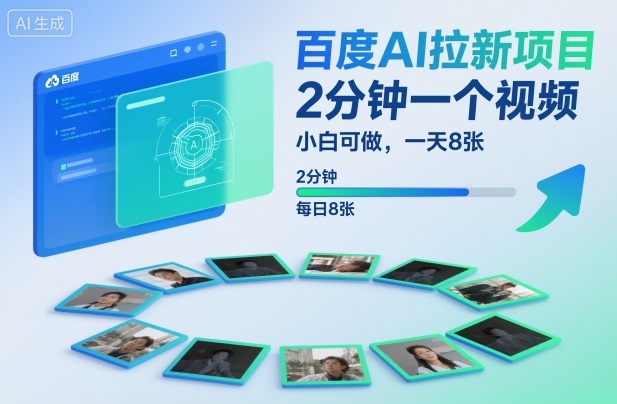 百度AI拉新项目，2分钟一个视频，小白可做，一天8张【附案例+保姆级教程】-羽哥创业课堂