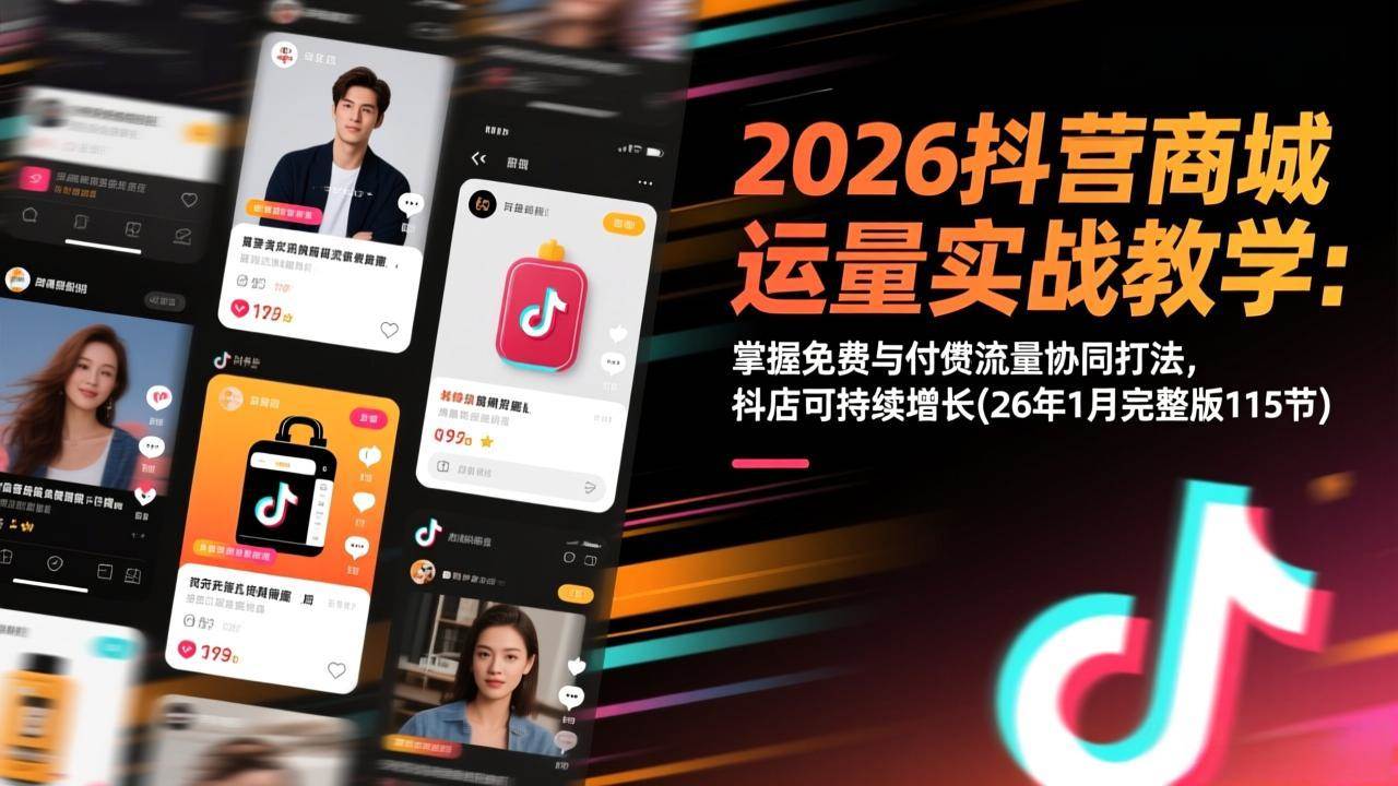 （17165期）2026抖音商城运营实战教学：掌握免费与付费流量协同打法，抖店可持续增长(26年1月完整版115节)-羽哥创业课堂