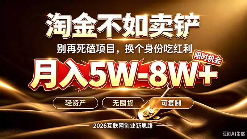 别再傻乎乎埋头跑项目！互联网真正赚钱逻辑：做卖铲人，拒绝当韭菜，逆风翻盘月入5-8W+-羽哥创业课堂