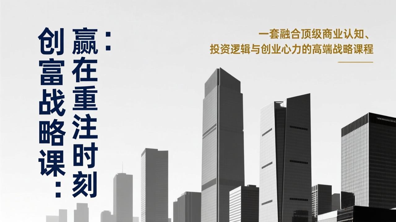 《创富战略课：赢在重注时刻》一套融合顶级商业认知、投资逻辑与创业心力的高端战略课程-羽哥创业课堂