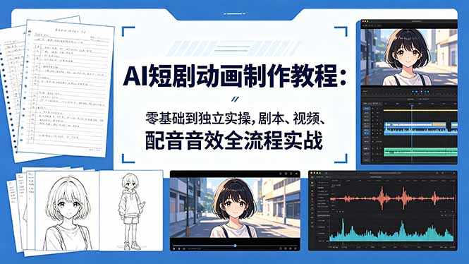 AI短剧动画制作教程：零基础到独立实操，剧本、视频、配音音效全流程实战-羽哥创业课堂