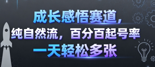 成长感悟赛道，纯自然流，百分百起号率 一天轻松多张-羽哥创业课堂