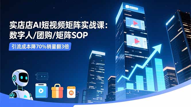 实体店AI短视频矩阵实战课：数字人/团购/矩阵SOP，引流成本降70%销量翻3倍-羽哥创业课堂