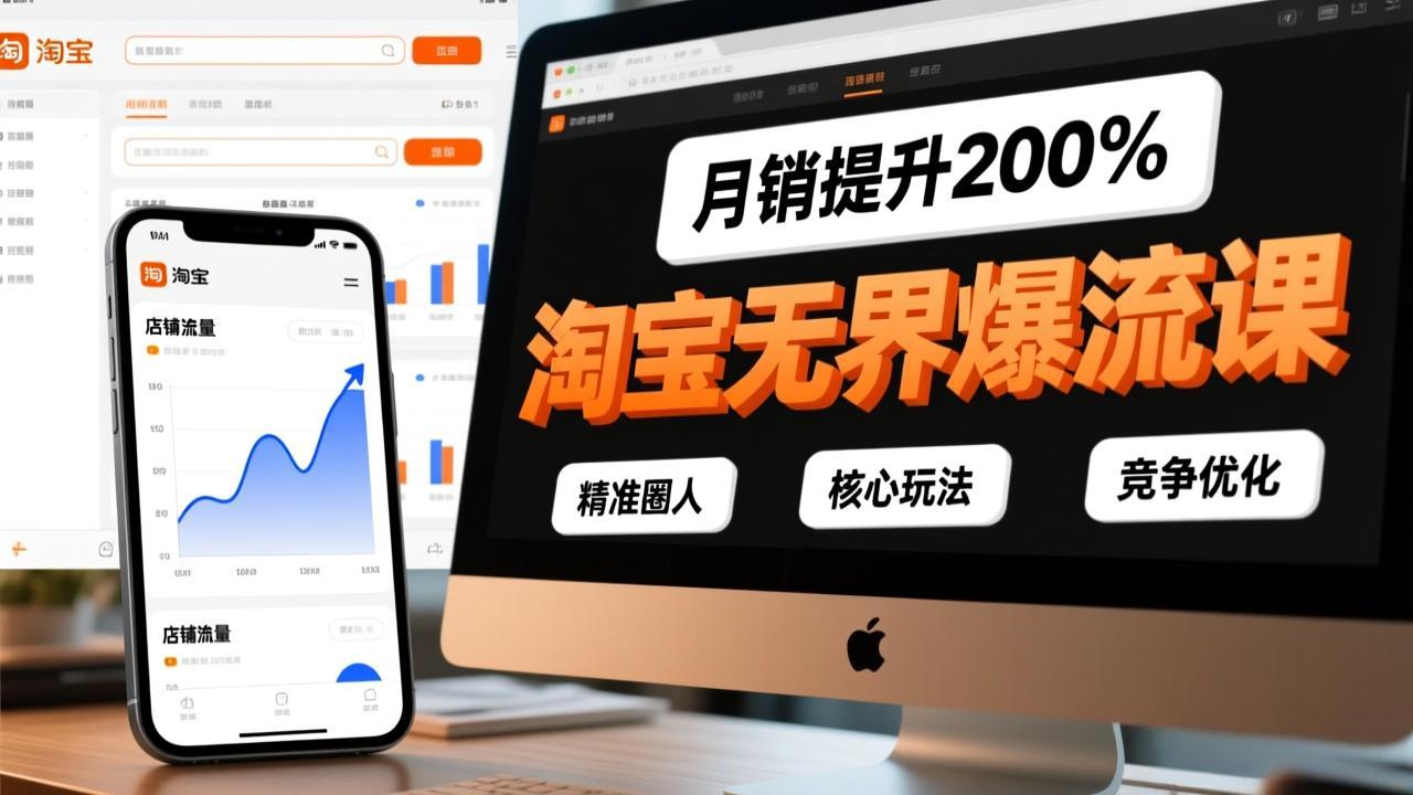 淘宝无界爆流课，精准圈人、核心玩法、竞争优化，快速引爆店铺流量，月销提升200%-羽哥创业课堂