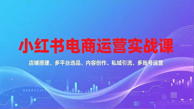 小红书电商运营实战课,店铺搭建、多平台选品、内容创作、私域引流、多账号运营等玩法-羽哥创业课堂