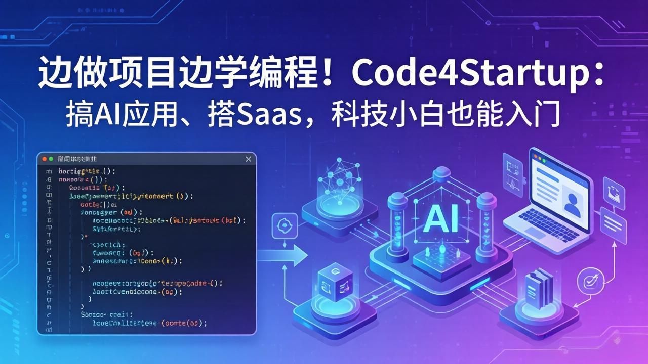边做项目边学编程！Code4Startup：搞 AI 应用、搭 SaaS，科技小白也能入门-羽哥创业课堂