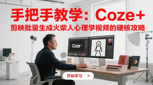 手把手教学:Coze + 剪映批量生成火柴人心理学视频的硬核攻略-羽哥创业课堂