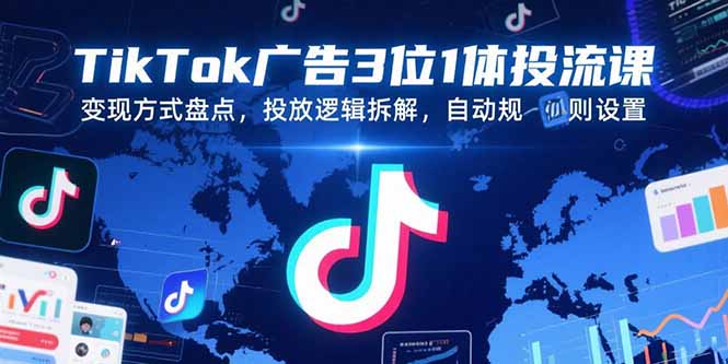 TikTok广告3位1体投流课，变现方式盘点，投放逻辑拆解，自动规则设置-羽哥创业课堂