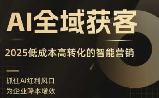 AI全域获客实训营，2025低成本高转化的智能营销，精准找客，高效营销-羽哥创业课堂