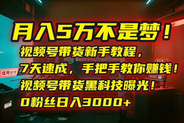 月入5万不是梦！视频号带货新手教程，7天速成，手把手教你赚钱！视频号…-羽哥创业课堂