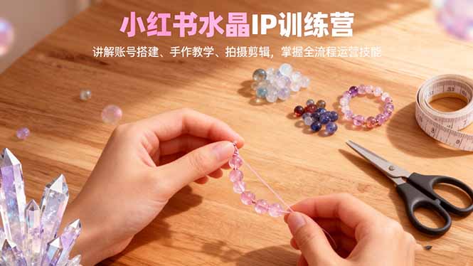 小红书水晶IP训练营，讲解账号搭建、手作教学、拍摄剪辑，全流程运营技能-羽哥创业课堂