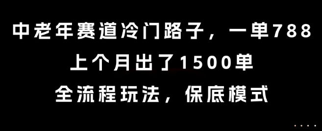 中老年赛道冷门路子，一单788，上个月出了1500单，全流程玩法，保底模式【揭秘】-羽哥创业课堂