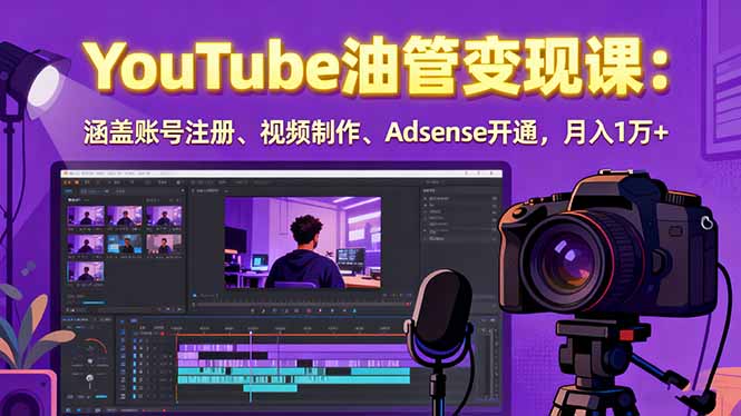 2025YouTube油管变现课：涵盖账号注册、视频制作、Adsense开通，月入1万+-羽哥创业课堂