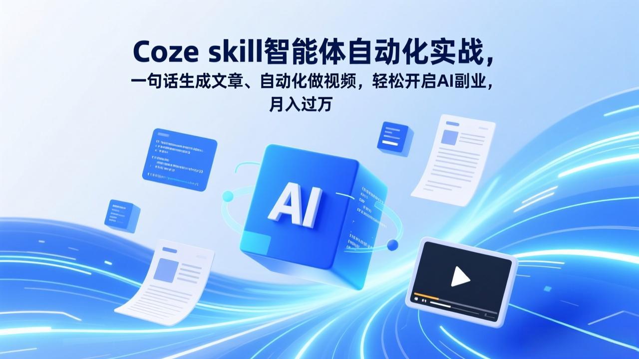 Coze skill智能体自动化实战,一句话生成文章、自动化做视频,轻松开启AI副业,月入过万-羽哥创业课堂