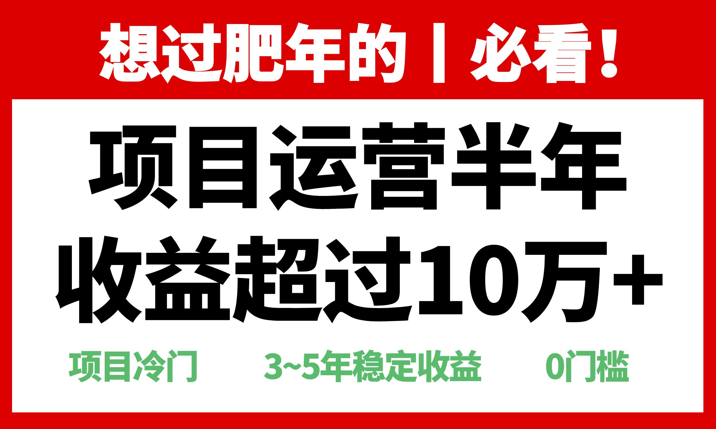 年前过肥年的必看的超冷门项目，半年收益超过10万+，-羽哥创业课堂