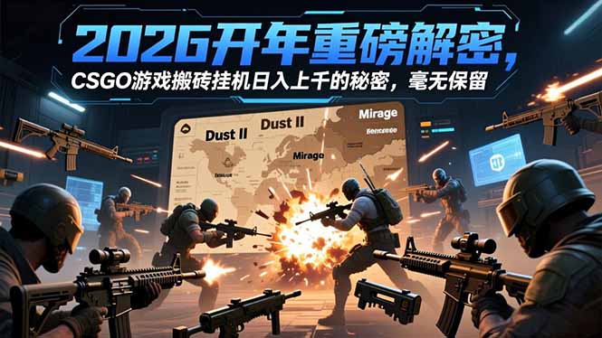 2026开年重磅解密，CSGO游戏搬砖挂机日入上千的秘密，毫无保留-羽哥创业课堂