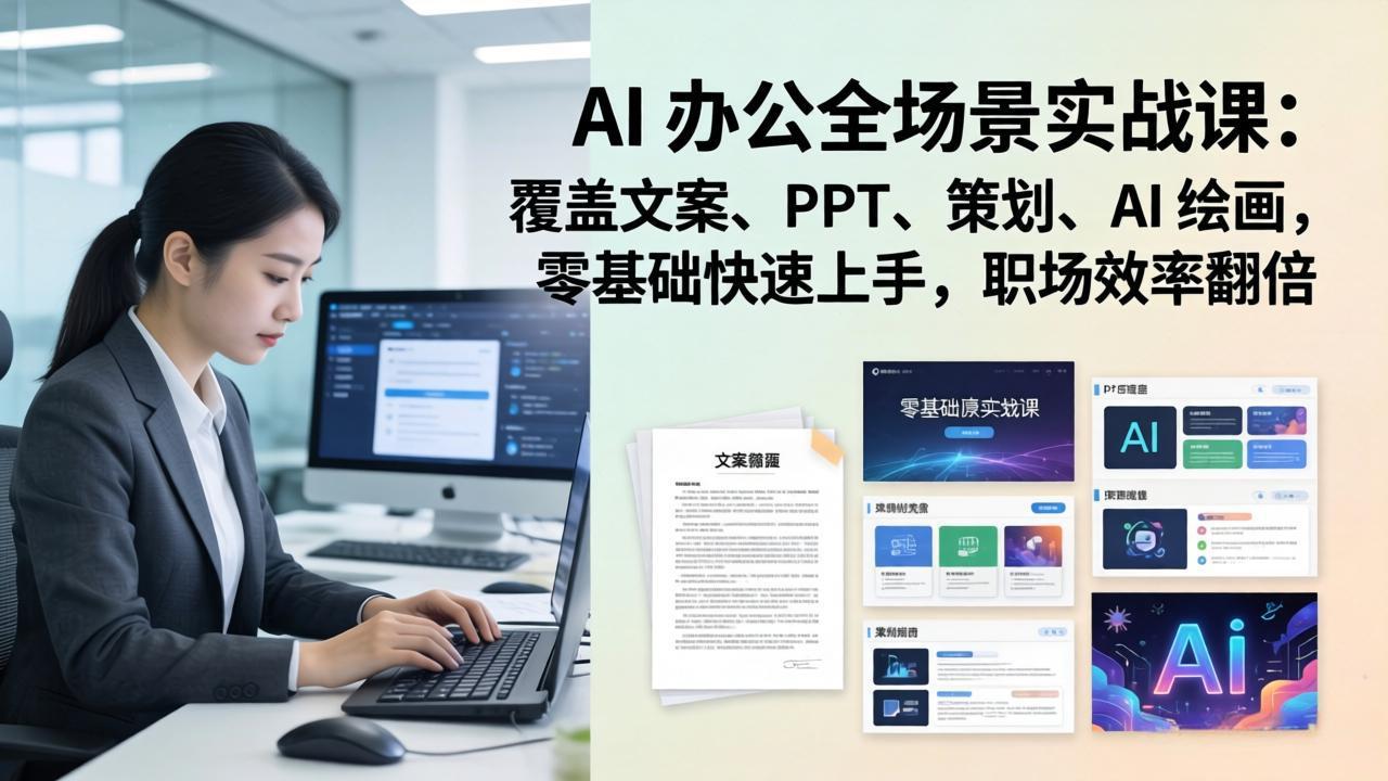 AI 办公全场景实战课：覆盖文案、PPT、策划、AI 绘画，零基础快速上手，职场效率翻倍-羽哥创业课堂