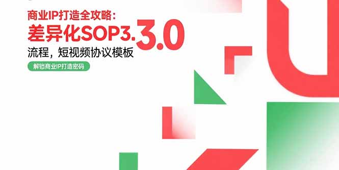 商业IP打造全攻略：差异化SOP3.0流程，短视频协议模板，婚恋项目实战案例-羽哥创业课堂