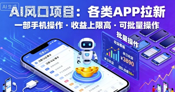AI风口项目,各类APP拉新,一部手机就可以操作,收益上限高,可批量操作-羽哥创业课堂