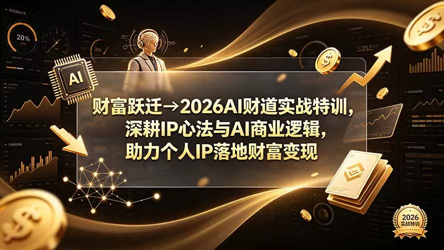 财富跃迁→2026AI财道实战特训，深耕IP心法与AI商业逻辑，助力个人IP落地财富变现-羽哥创业课堂