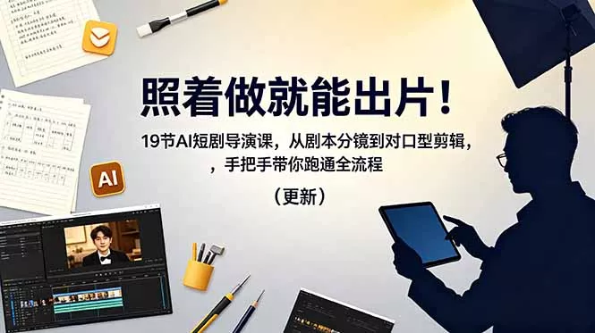 照着做就能出片！19节AI短剧导演课，从剧本分镜到对口型剪辑，手把手带你跑通全流程(更新-羽哥创业课堂