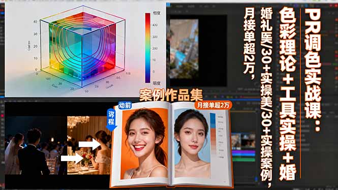 PR调色实战课：色彩理论+工具实操+婚礼医美/30+实操案例，月接单超2万-羽哥创业课堂