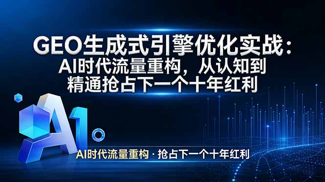 GEO 生成式引擎优化实战：AI时代流量重构，从认知到精通抢占下一个十年红利-羽哥创业课堂
