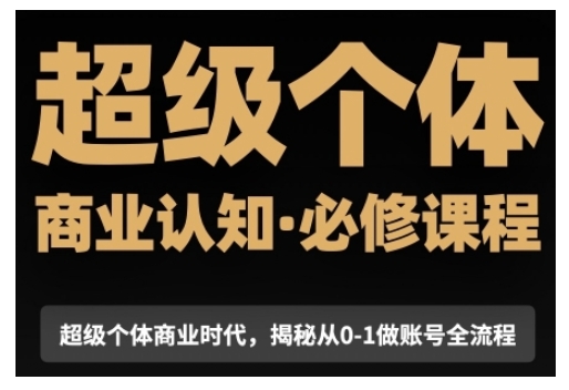 超级个体商业认知觉醒视频课，商业认知·必修课程揭秘从0-1账号全流程-羽哥创业课堂