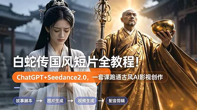 白蛇传-国风短片全教程！ChatGPT+Seedance2.0，一套课跑通古风AI影视创作-羽哥创业课堂