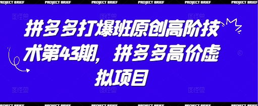 拼多多打爆班原创高阶技术第43期,拼多多高价虚拟项目-羽哥创业课堂