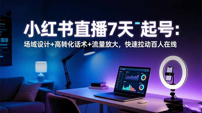 小红书直播7天起号:场域设计+高转化话术+流量放大,快速拉动百人在线-羽哥创业课堂