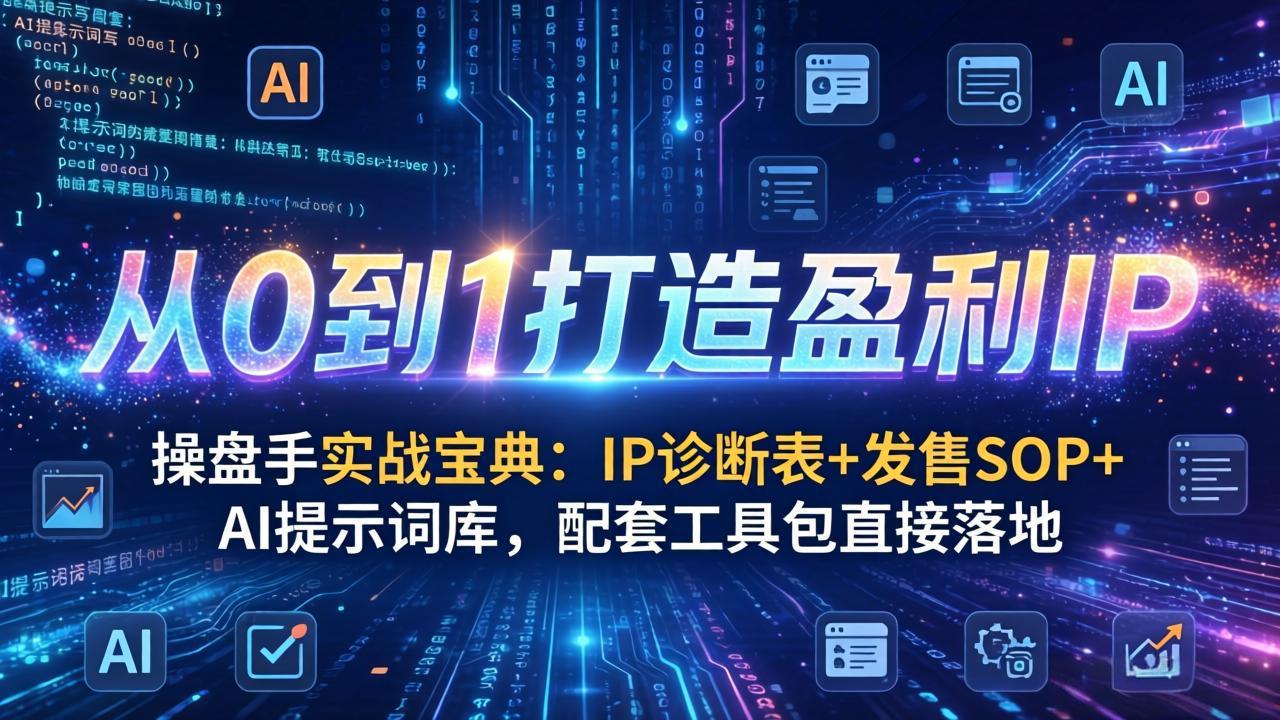 操盘手实战宝典：IP诊断表+发售SOP+AI提示词库，配套工具包直接落地，从0到1打造盈利IP-羽哥创业课堂
