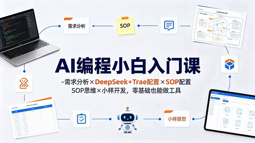 AI编程小白入门课-需求分析×DeepSeek+Trae配置×SOP思维×小样开发,零基础也能做工具-羽哥创业课堂