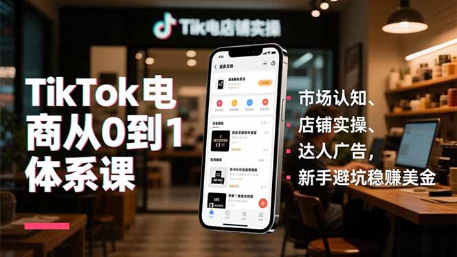 TikTok电商从0到1体系课,市场认知、店铺实操、达人广告,新手避坑稳赚美金-羽哥创业课堂